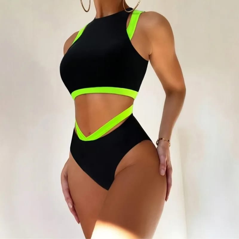 Bikini Deportivo Mujer Verano, Conjunto Malla Dos Piezas, Estilo Dividido Ajustado.